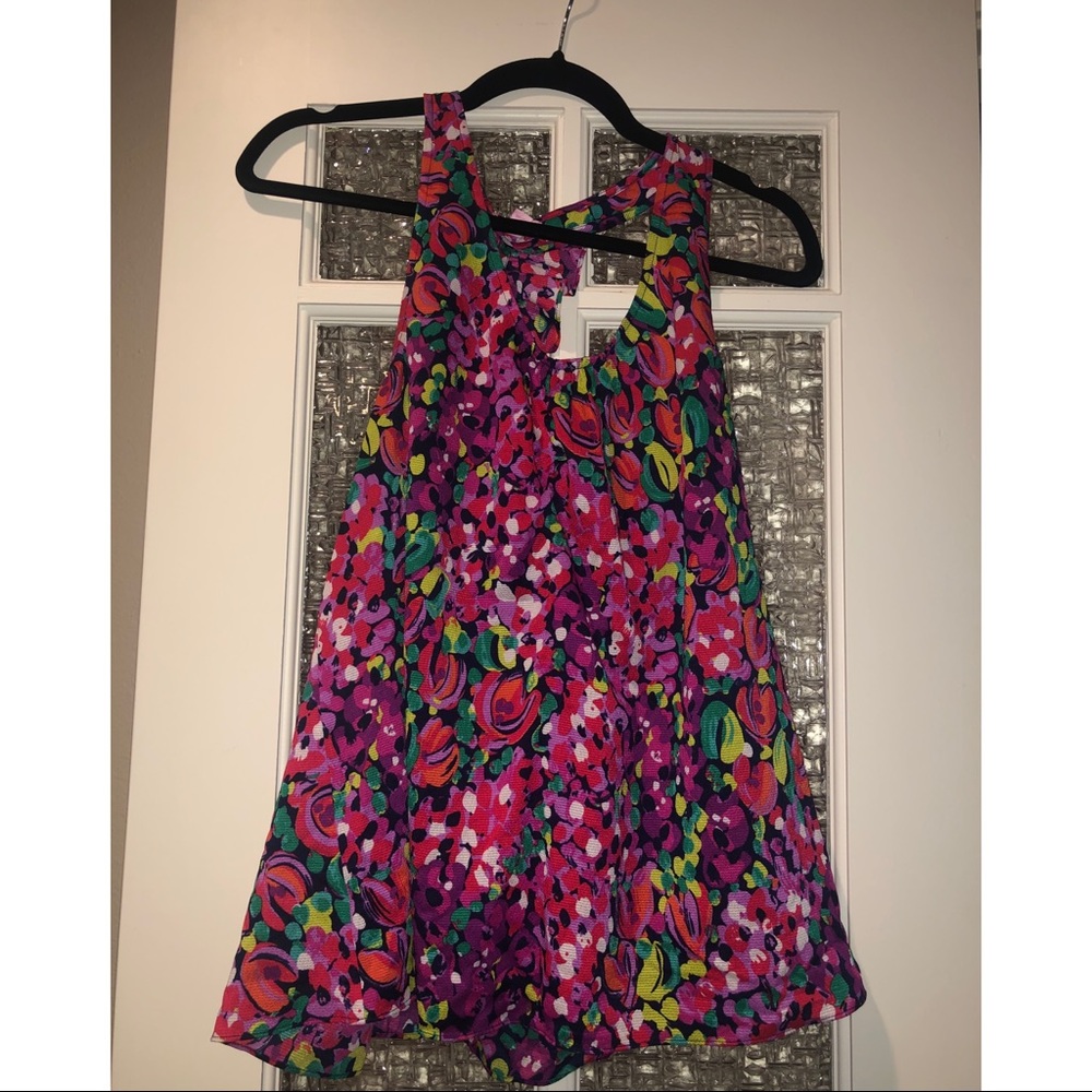 Lilly Pulitzer Pink Floral Ruffle Racerback Top(M)